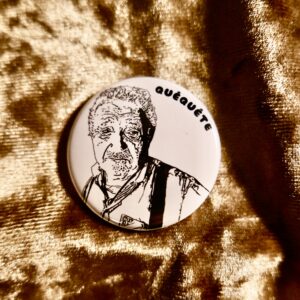 Petit badge de Quêquête "J'ai tout vu à la télé"